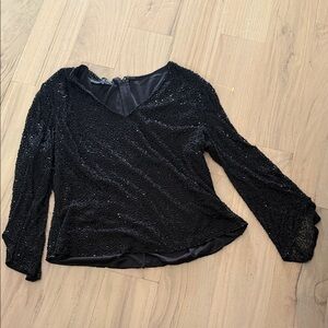 J Kara Black Sequin Blouse